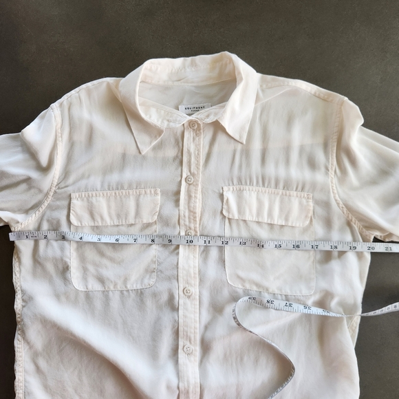 Equipment Womens Cream Button Up Signature Silk Shirt Size Small Office Career - Picture 7 of 10